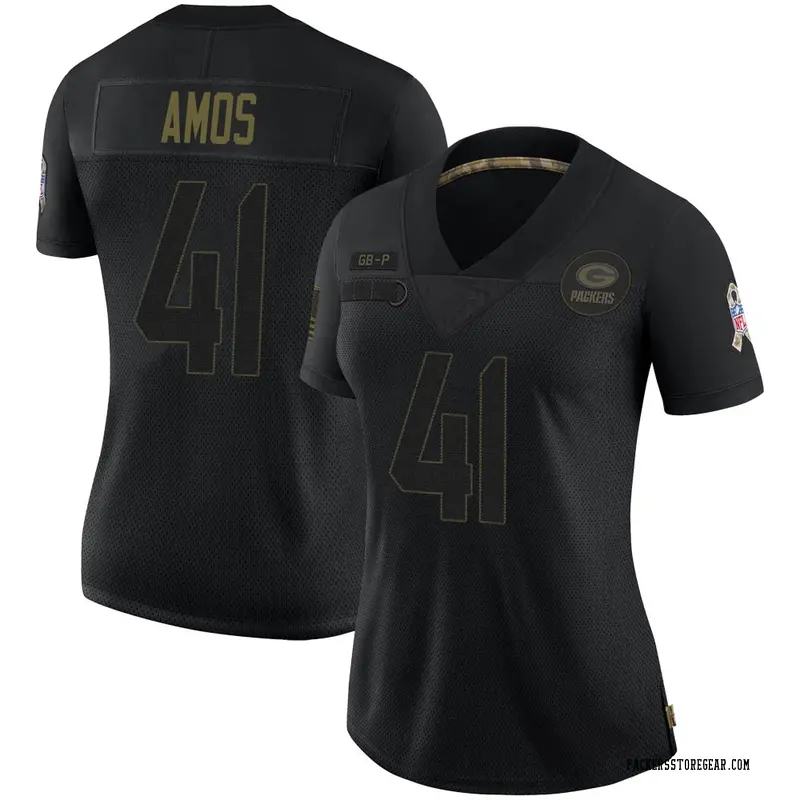Women's Green Bay Packers DaShaun Amos Black Limited 2020 Salute To ...