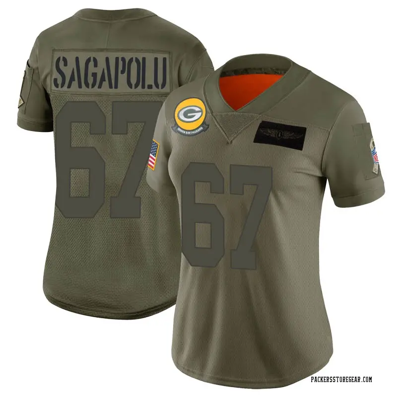 Women's Green Bay Packers Olive Sagapolu Camo Limited 2019 Salute to ...