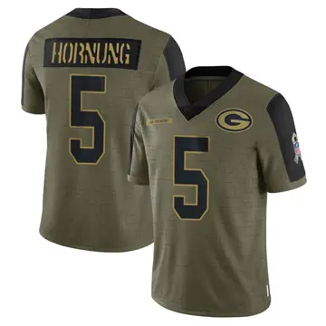 Youth Green Bay Packers Paul Hornung Olive Limited 2021 Salute To Service Jersey By Nike